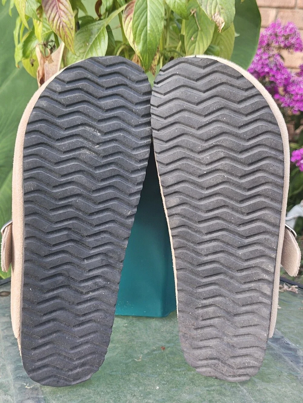 Quince Beige Suede Slip-On Clogs with Buckle - Picture 7 of 7